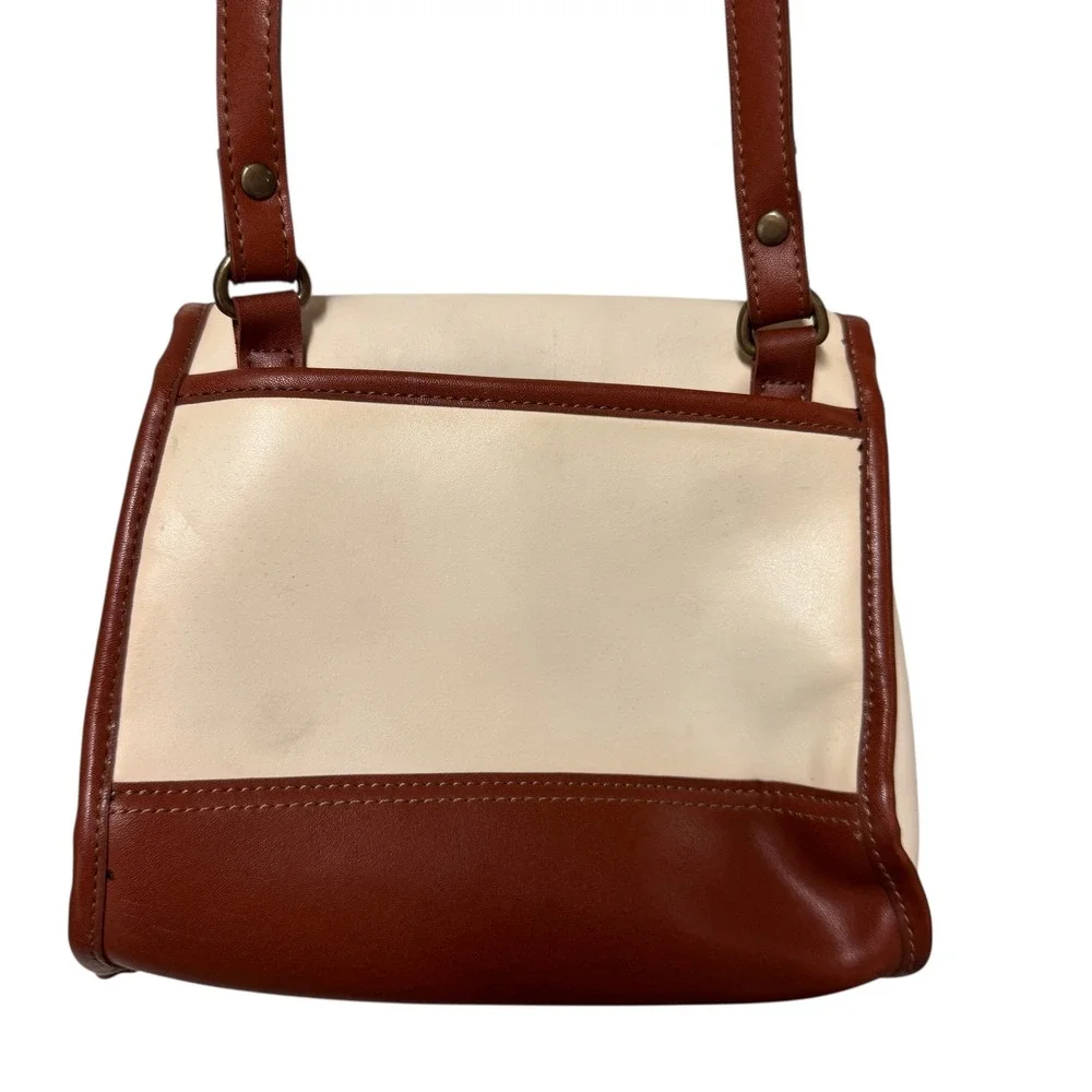 Vintage Esprit Crossbody Bag Shoulder Purse Brown Cream Small Flap retro 90s‎ - Picture 7 of 11